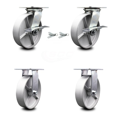 Service Caster 8 Inch Semi Steel Caster Brakes/Swivel Locks and 2 Rigid, 2PK SCC-35S820-SSB-SLB-BSL-2-R-2